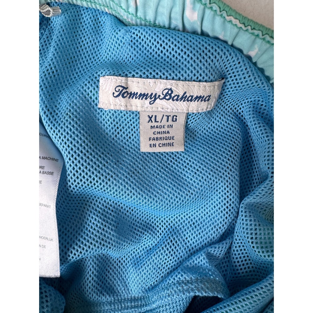 Tommy Bahama Men's XL Turquoise Swim Trunks Cargo Board Shorts Drawstring - Picture 3 of 9